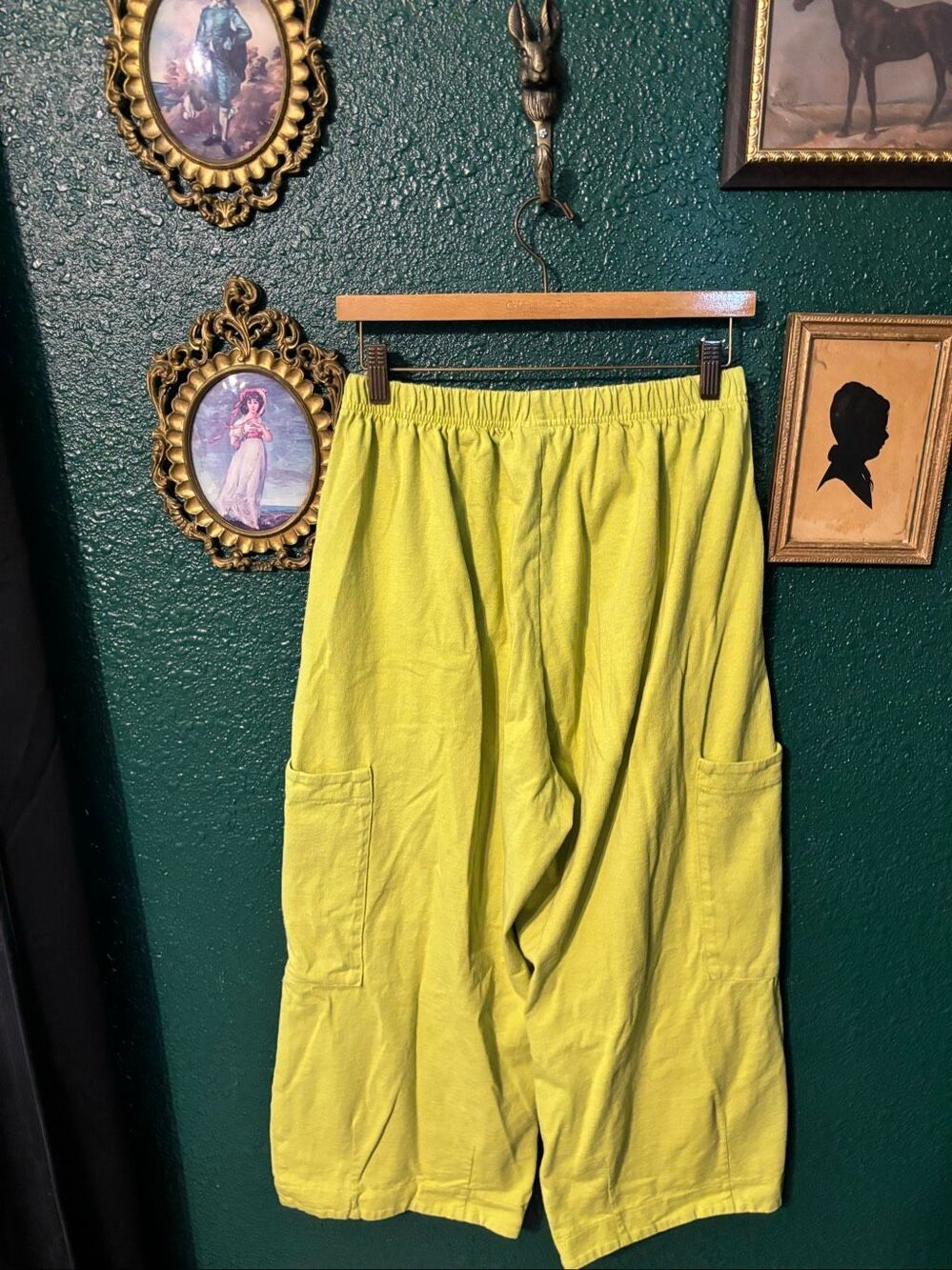 Bryn Walker Green 100% Cotton Cropped Wide Leg Pants Sz Small - Picture 2 of 5